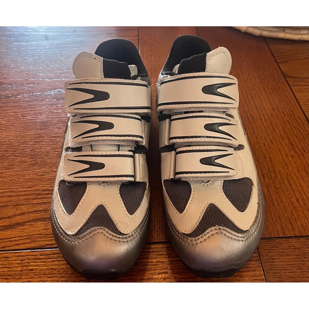 Nike Womens Cycling Shoes Silver Grey Pink SPD Cleats 3-Strap Hook Loop